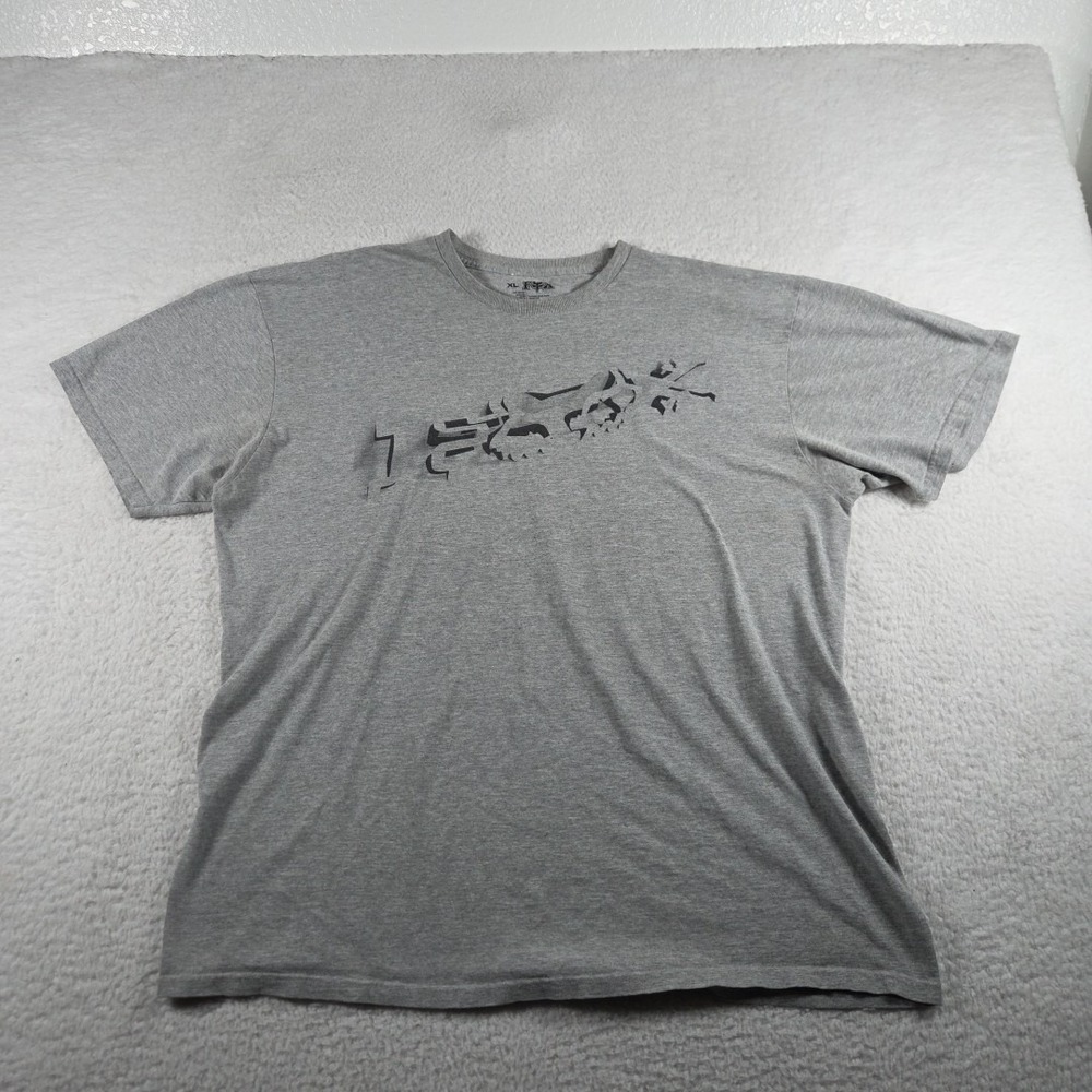 Fox Racing Shirt Mens XL Gray Cotton Logo Graphic Short Sleeve